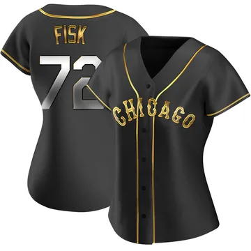 Carlton Fisk Women's Chicago White Sox Replica Alternate Jersey - Black Golden