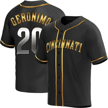 Cesar Geronimo Men's Cincinnati Reds Replica Alternate Jersey - Black Golden