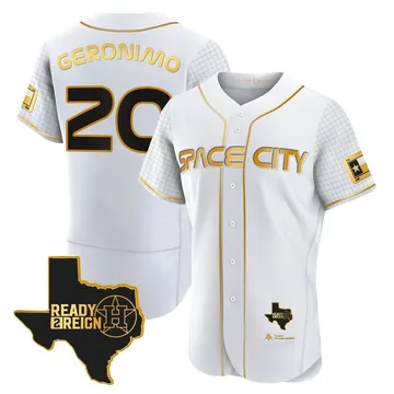 Cesar Geronimo Men's Houston Astros Authentic 2023 Space City Ready 2 Reign Flex Base Jersey - White/Gold