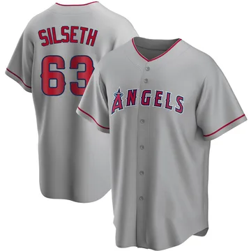 Chase Silseth Men's Los Angeles Angels Replica Silver Road Jersey