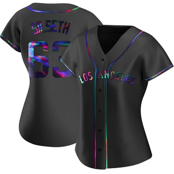 Chase Silseth Women's Los Angeles Angels Replica Alternate Jersey - Black Holographic