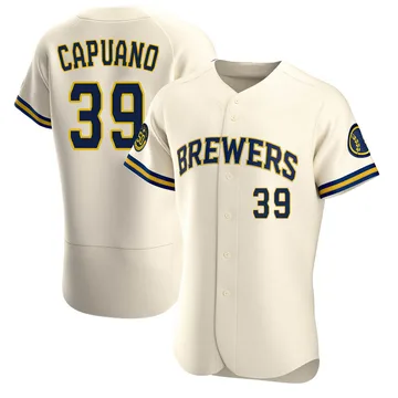 Chris Capuano Men's Milwaukee Brewers Authentic Home Jersey - Cream