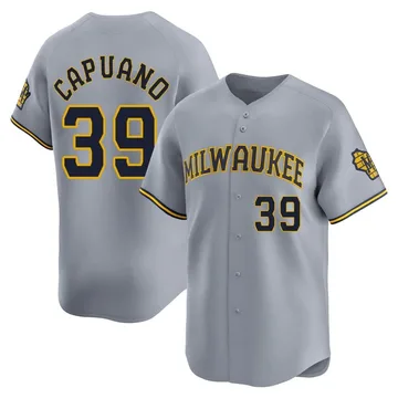 Chris Capuano Men's Milwaukee Brewers Limited Away Jersey - Gray