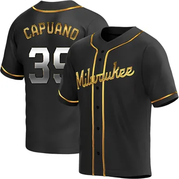 Chris Capuano Men's Milwaukee Brewers Replica Alternate Jersey - Black Golden