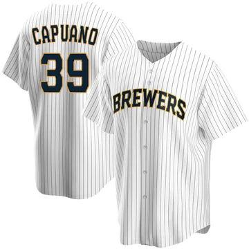 Chris Capuano Men's Milwaukee Brewers Replica Home Jersey - White