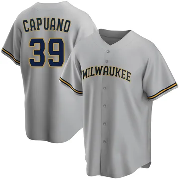 Chris Capuano Men's Milwaukee Brewers Replica Road Jersey - Gray