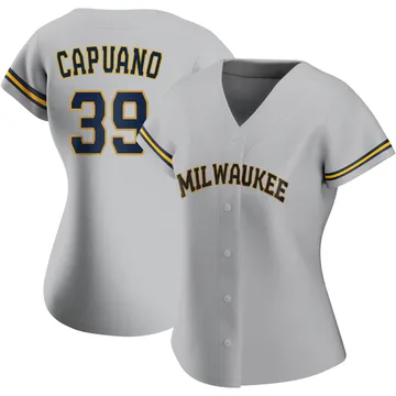 Chris Capuano Women's Milwaukee Brewers Authentic Road Jersey - Gray