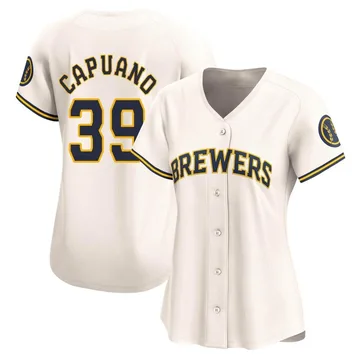 Chris Capuano Women's Milwaukee Brewers Limited Home Jersey - Cream