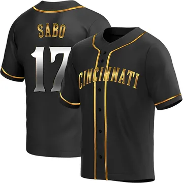 Chris Sabo Men's Cincinnati Reds Replica Alternate Jersey - Black Golden