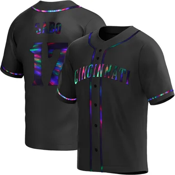 Chris Sabo Men's Cincinnati Reds Replica Alternate Jersey - Black Holographic