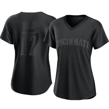 Chris Sabo Women's Cincinnati Reds Authentic Pitch Fashion Jersey - Black