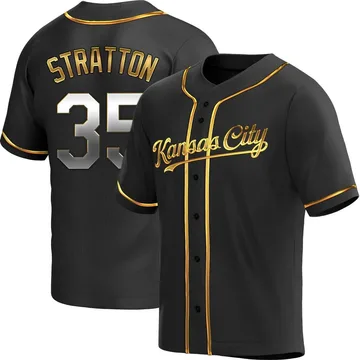 Chris Stratton Men's Kansas City Royals Replica Alternate Jersey - Black Golden