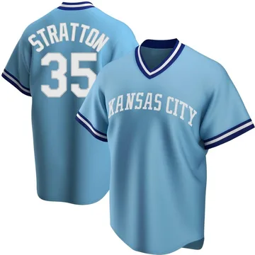 Chris Stratton Men's Kansas City Royals Replica Road Cooperstown Collection Jersey - Light Blue