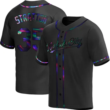 Chris Stratton Youth Kansas City Royals Replica Alternate Jersey - Black Holographic