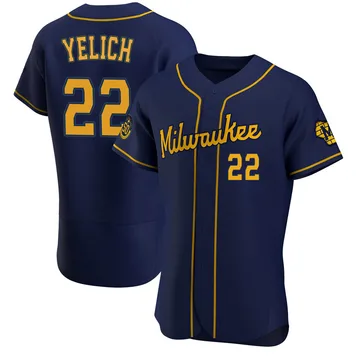 Christian Yelich Men's Milwaukee Brewers Authentic Alternate Jersey - Navy