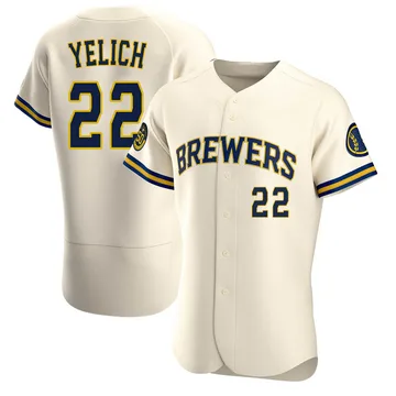 Christian Yelich Men's Milwaukee Brewers Authentic Home Jersey - Cream