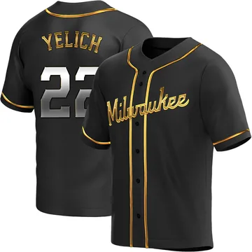 Christian Yelich Men's Milwaukee Brewers Replica Alternate Jersey - Black Golden