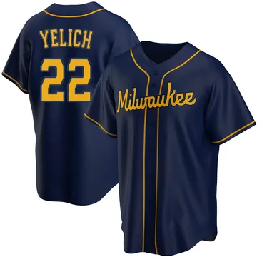 Christian Yelich Men's Milwaukee Brewers Replica Alternate Jersey - Navy