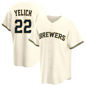 Christian Yelich Men's Milwaukee Brewers Replica Home Jersey - Cream