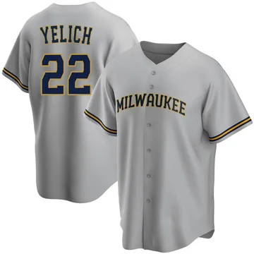 Christian Yelich Men's Milwaukee Brewers Replica Road Jersey - Gray