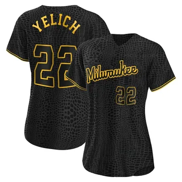 Christian Yelich Women's Milwaukee Brewers Authentic Snake Skin City Jersey - Black