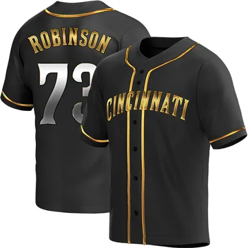 Chuckie Robinson Men's Cincinnati Reds Replica Alternate Jersey - Black Golden