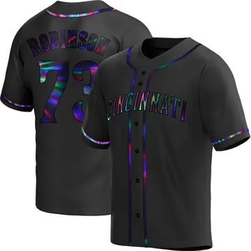 Chuckie Robinson Men's Cincinnati Reds Replica Alternate Jersey - Black Holographic