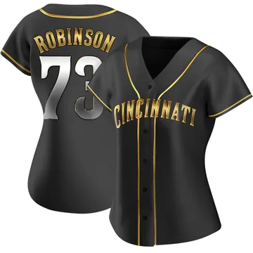 Chuckie Robinson Women's Cincinnati Reds Replica Alternate Jersey - Black Golden