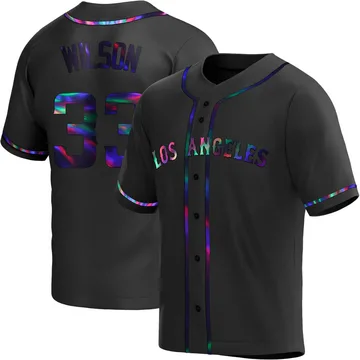 C.J. Wilson Men's Los Angeles Angels Replica Alternate Jersey - Black Holographic