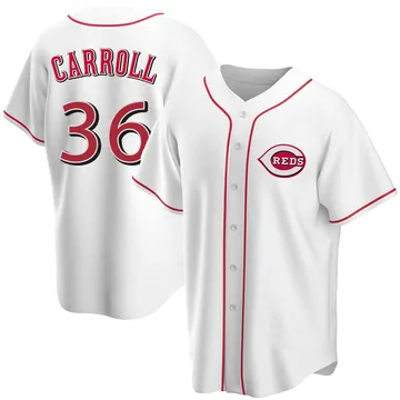 Clay Carroll Men's Cincinnati Reds Replica Home Jersey - White