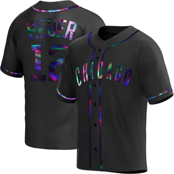 Codi Heuer Men's Chicago Cubs Replica Alternate Jersey - Black Holographic