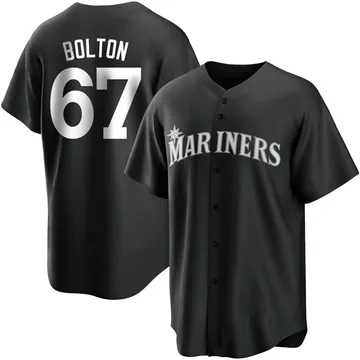 Cody Bolton Men's Seattle Mariners Replica Jersey - Black/White