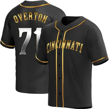 Connor Overton Men's Cincinnati Reds Replica Alternate Jersey - Black Golden