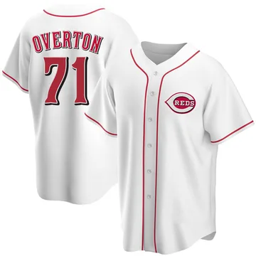 Connor Overton Men's Cincinnati Reds Replica Home Jersey - White