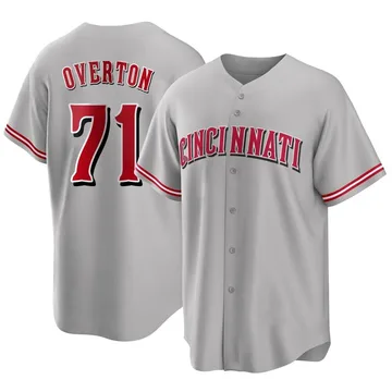 Connor Overton Men's Cincinnati Reds Replica Road Jersey - Gray