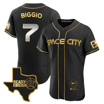 Craig Biggio Men's Houston Astros Authentic 2023 Space City Ready 2 Reign Flex Base Jersey - Black/Gold