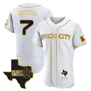 Craig Biggio Men's Houston Astros Authentic 2023 Space City Ready 2 Reign Flex Base Jersey - White/Gold