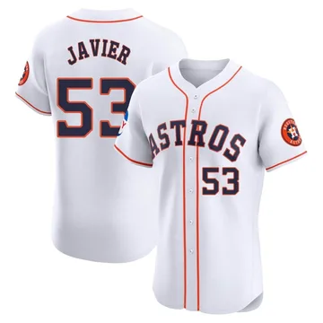 Cristian Javier Men's Houston Astros Elite Home Patch Jersey - White