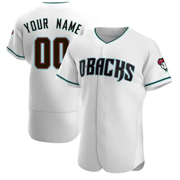 Custom Men's Arizona Diamondbacks Authentic Alternate Jersey - White/Teal