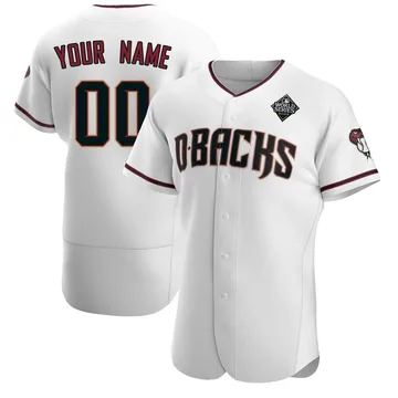 Custom Men's Arizona Diamondbacks Authentic Crimson Home 2023 World Series Jersey - White