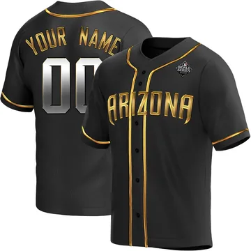 Custom Men's Arizona Diamondbacks Replica Alternate 2023 World Series Jersey - Black Golden