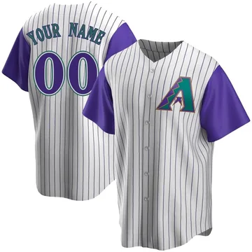 Custom Men's Arizona Diamondbacks Replica Alternate Cooperstown Collection Jersey - Cream/Purple