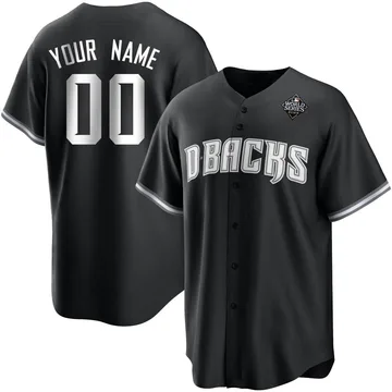 Custom Men's Arizona Diamondbacks Replica Black 2023 World Series Jersey - White