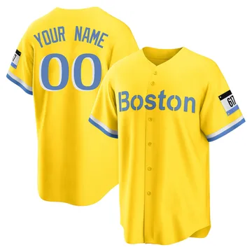 Custom Men's Boston Red Sox Replica Blue 2021 City Connect Player Jersey - Gold/Light