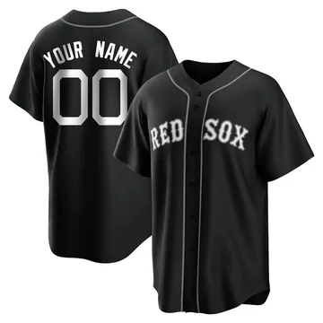 Custom Men's Boston Red Sox Replica Jersey - Black/White