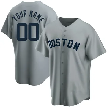 Custom Men's Boston Red Sox Replica Road Cooperstown Collection Jersey - Gray