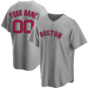 Custom Men's Boston Red Sox Replica Road Jersey - Gray