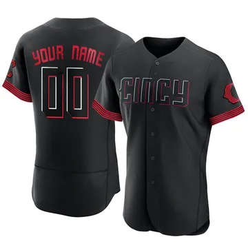 Custom Men's Cincinnati Reds Authentic 2023 City Connect Jersey - Black