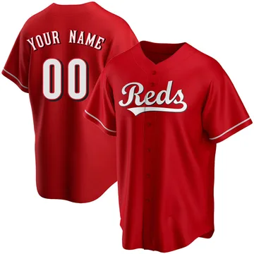 Custom Men's Cincinnati Reds Replica Alternate Jersey - Red