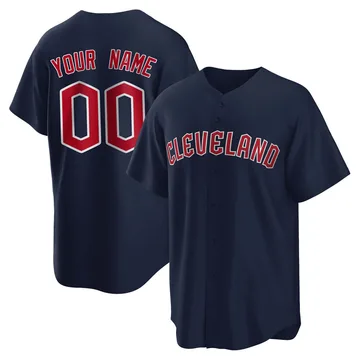 Custom Men's Cleveland Guardians Replica Alternate Jersey - Navy